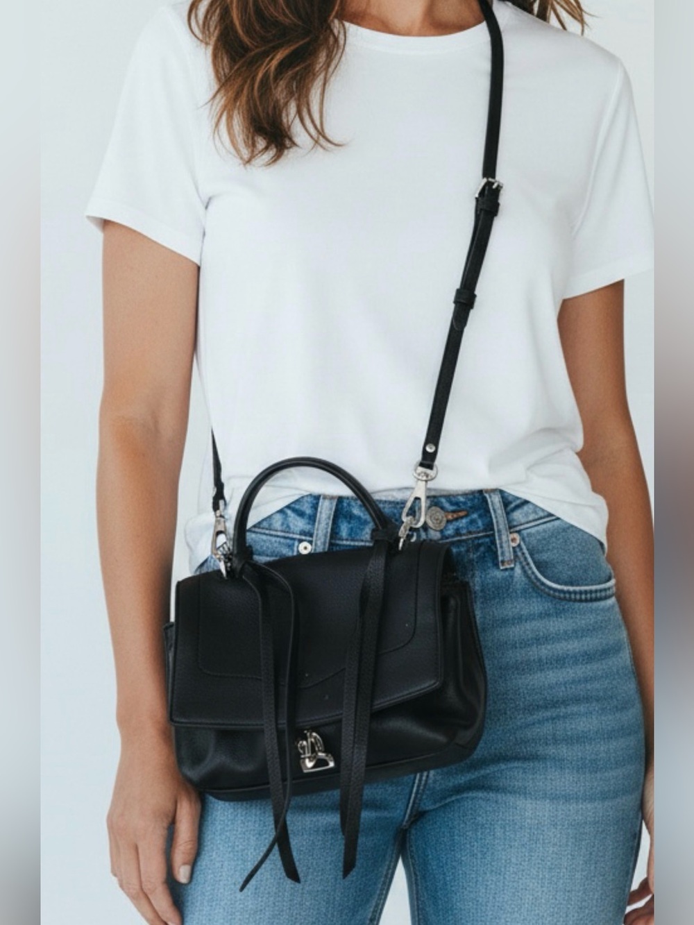 Rebecca Minkoff Black Leather Mini Satchel Crossbody Bag